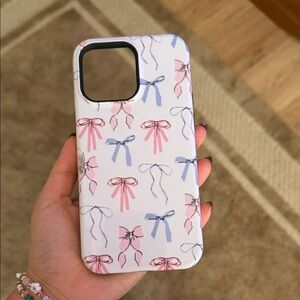 Bow Design Phone Case - Pink and Blue iPhone 14 Pro max